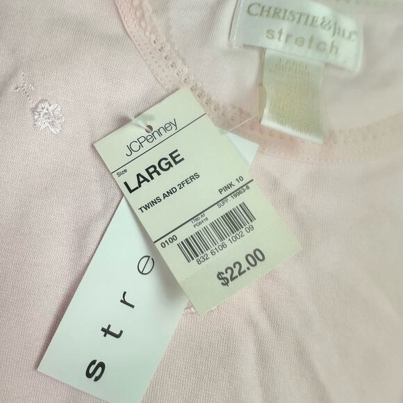 Christie & Jill NOS Women's Large Light Pink Sleeveless Pullover Floral Blouse - Picture 5 of 10